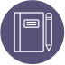ícone caderno e lápis