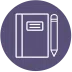 ícone caderno e lápis