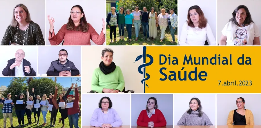 montagem de fotografias de clientes CRPG enquanto dão o seu testemunho. Dia mundial da saúde