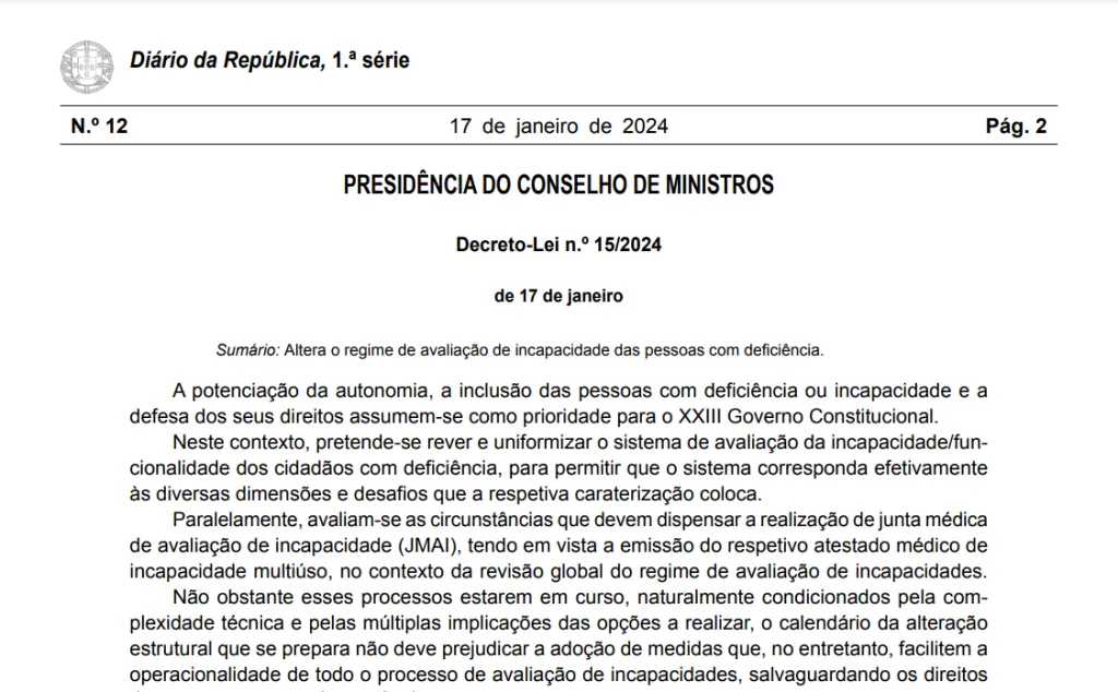imagem do Decreto-lei 15/2024