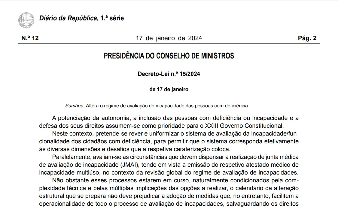 imagem do Decreto-lei 15/2024