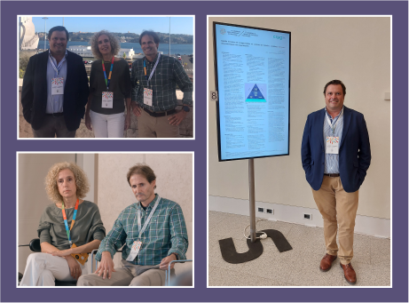 montagem de três fotografia dos representantes do CRPG no congresso