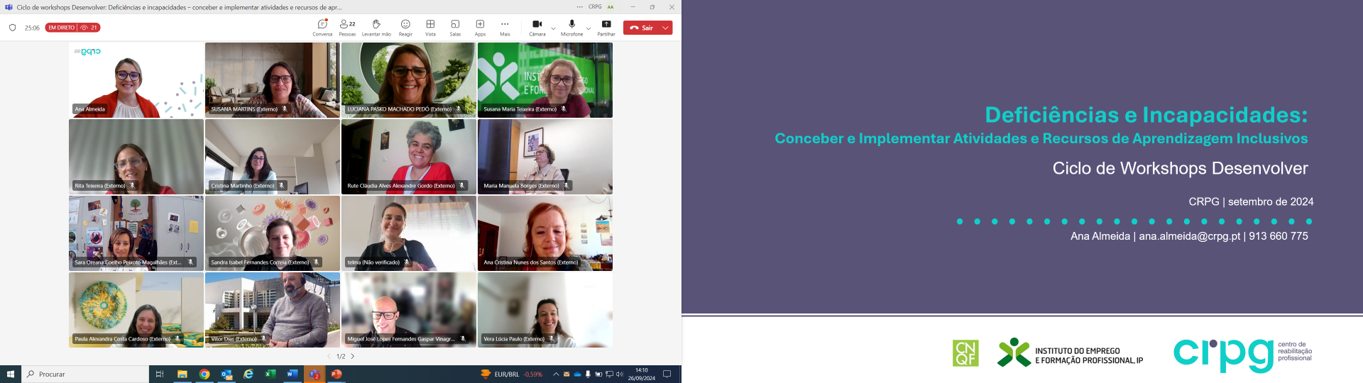 printscreen do ecrã durante a sessão online