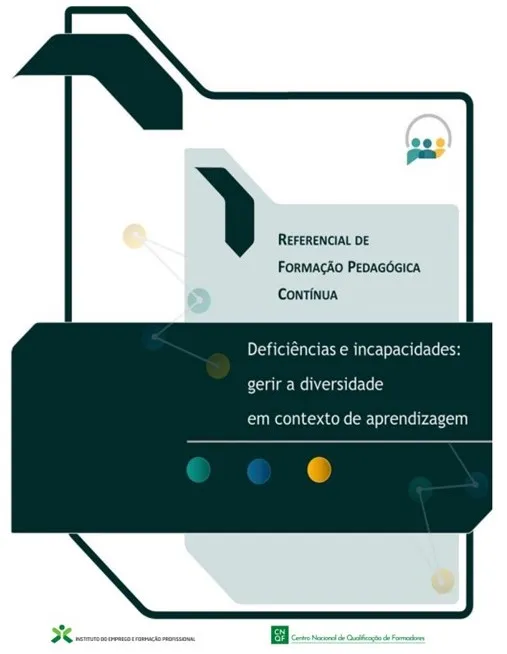 capa do Referencial de Formação Pedagógica Contínua - Deficiências e incapacidades gerir a diversidade em contexto de aprendizagem