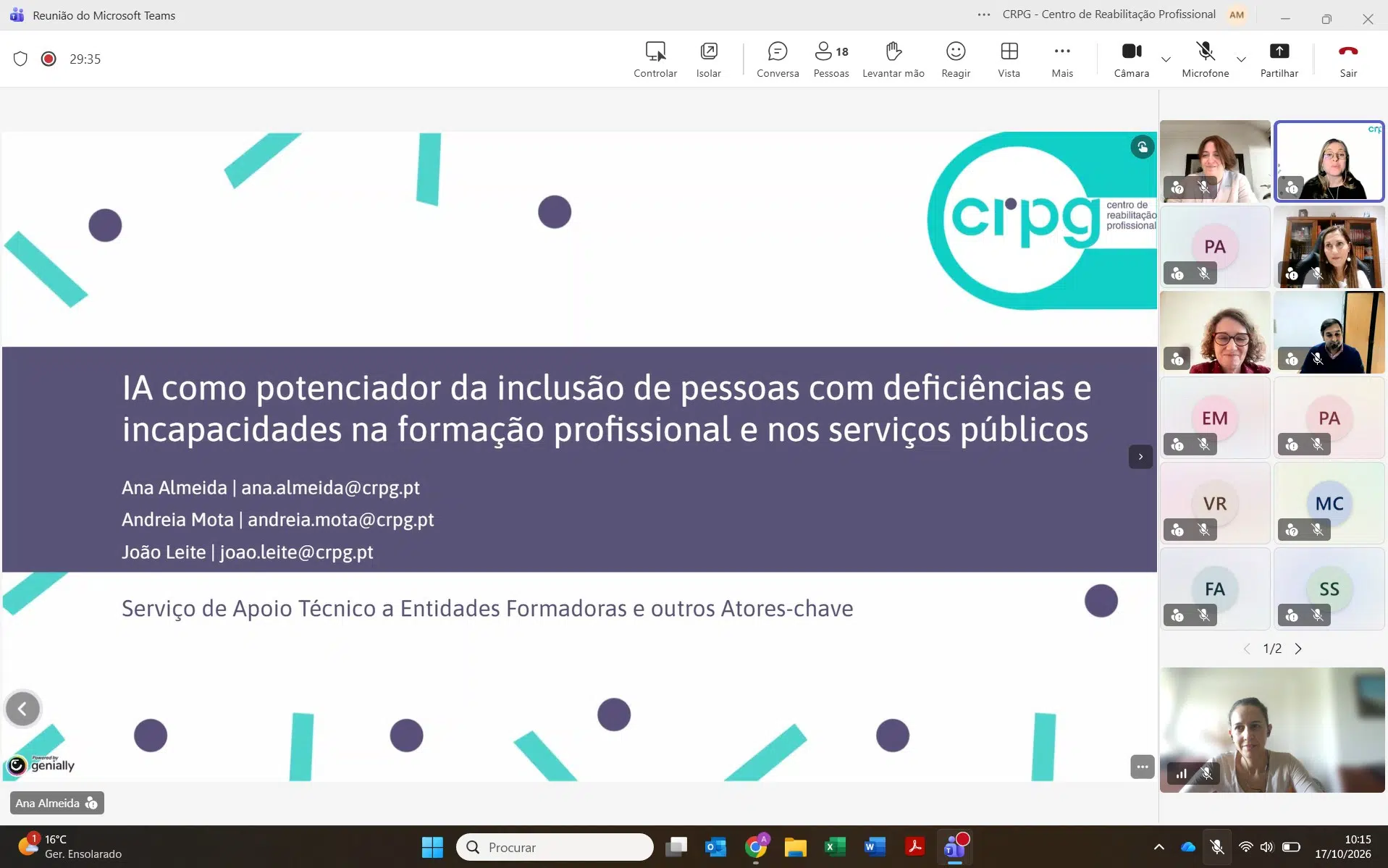 CRPG no 26Congresso Norte de Portugal & Galiza Captura de ecrã da apresentação